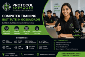 Protocol Software Academy Computer Training Institute in Gossaigaon Assam offering SEBA IT, AHSEC ITES, Website Development, Digital Marketing, ERP and CRM Training
